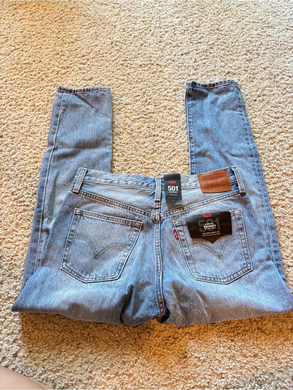Levi's 501 Skinny Light Wash Jeans - Light Blue
